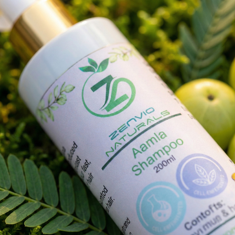 zenvio herbal organic home made amla shampoo closeup zenvio herbal organic home made amla shampoo closeup