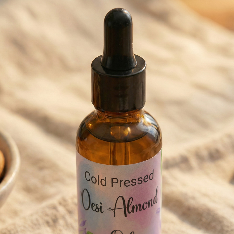 zenvio naturals organic herbal home made desi almond oil close up