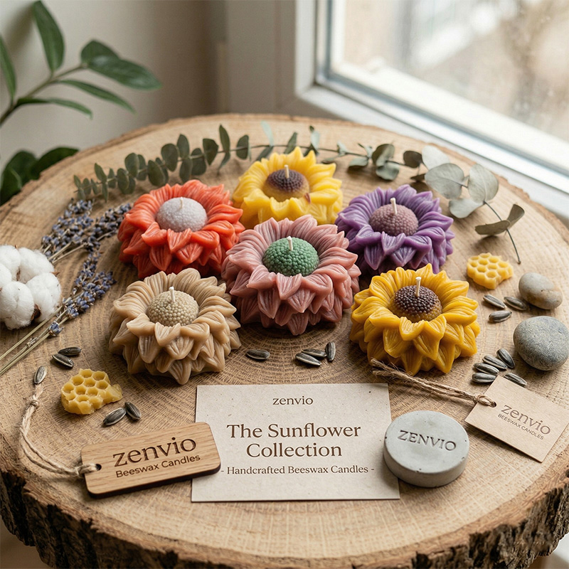 Sunflower collection aromatic beeswax candles